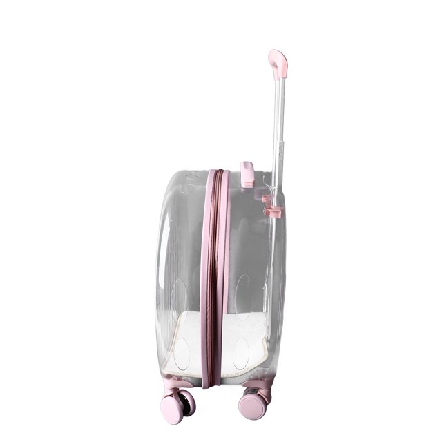 Wheeled Pet Carrier, Transparent Cat Trolley Case Practical Labor Saving for Doctor Visits