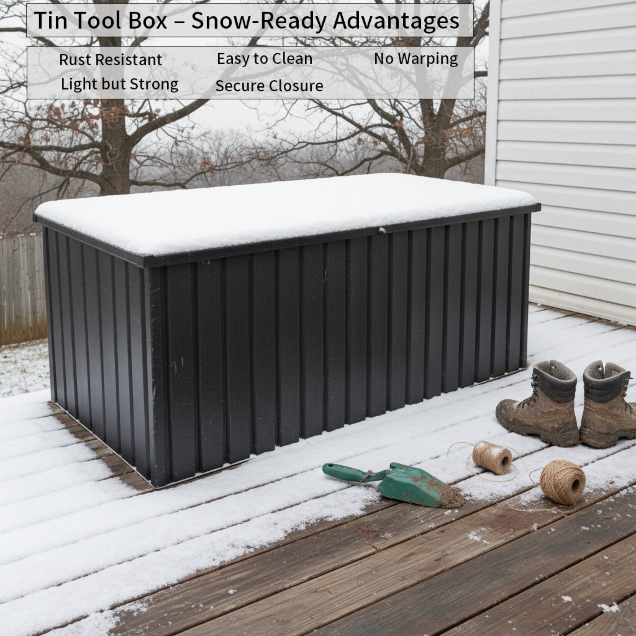 Alvantor Outdoor Storage Box Large Metal Black Deck 72"x37" 344Gal