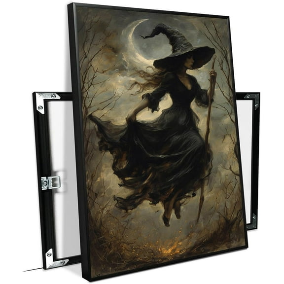 JFHCQJPK Witch in the Forest Halloween Print Wall Art Poster Witch Decor Vintage Print Dark College Wall Art Victorian Gothic Room Decor Canvas Wall Print8x12in Metal blackFramed