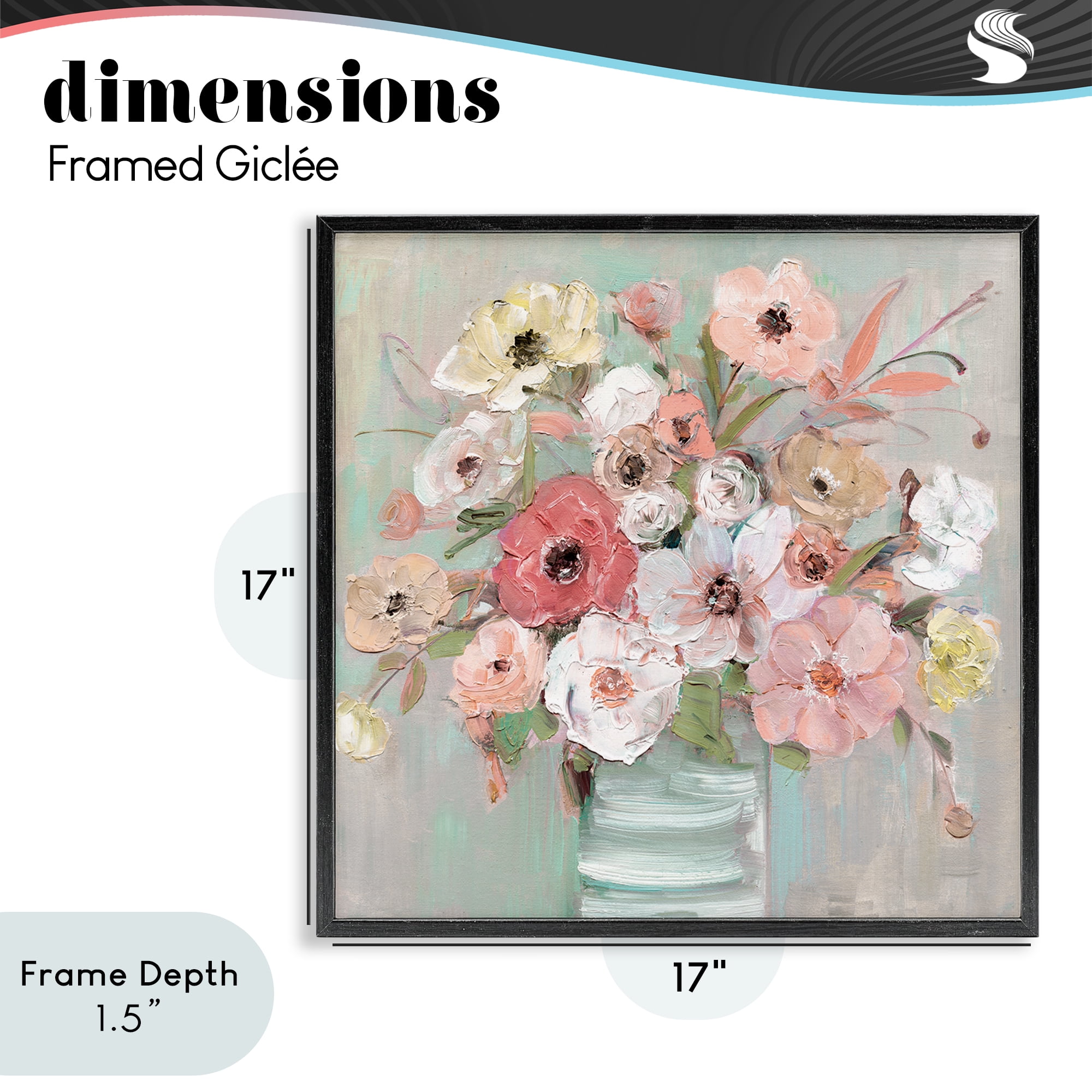 Stupell Industries Pastel Garden Peony Bouquet Black Framed Giclee Art, design by Sally Swatland