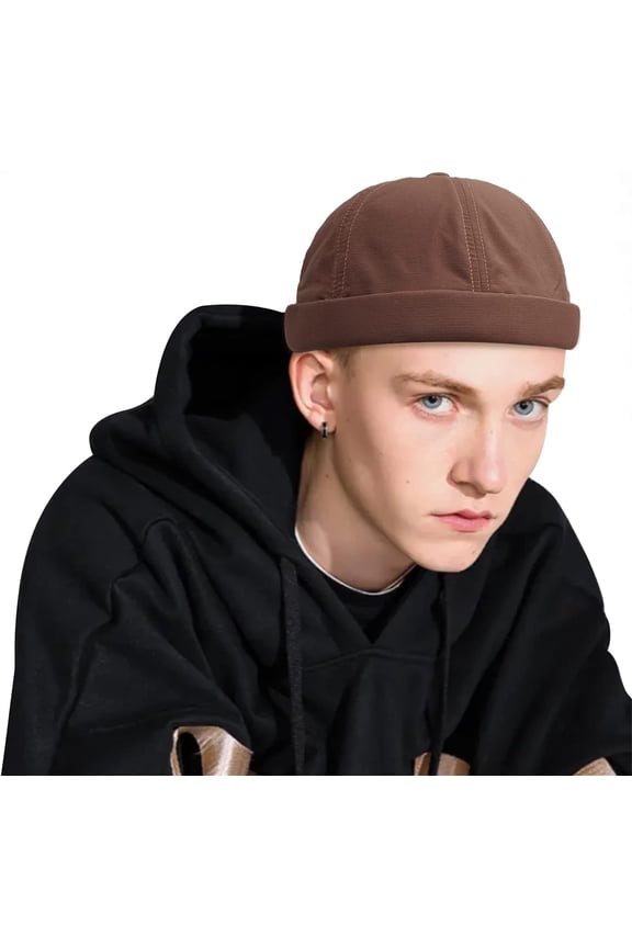 Mens Docker Cap Quick Dry Brimless Hat Adjustable Street Casual Lovers Visor-Less Sailor Skullcap Beanies Hat Watch Cap