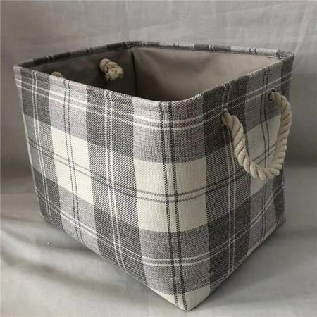 

MDR Trading AI-2270-208-Q06 Cream & Gray Plaid Pattern with Rope Handles Basket - Set of 6