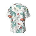 thumbnail image 2 of Vsdgher Music Lover Dinosaur Print Men's Wrinkle Free Untucked Cuban Shirt Business Casual Button Down Shirts Short Sleeve Shirt, 2 of 7