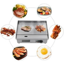 Commercial Electric Griddle Flat Top Grill 110V 1600W BBQ Hot Plate Grill Countertop Stainless Steel 22*16.9*7.8in Used to Cook a Variety of Foods