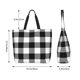 thumbnail image 5 of Balery White And Black Plaid Bolsa Tote Estilo Estético con Cremalleras, Bolsa de Hombro, Bolsa de Compras Grande y Plegable, 5 of 8
