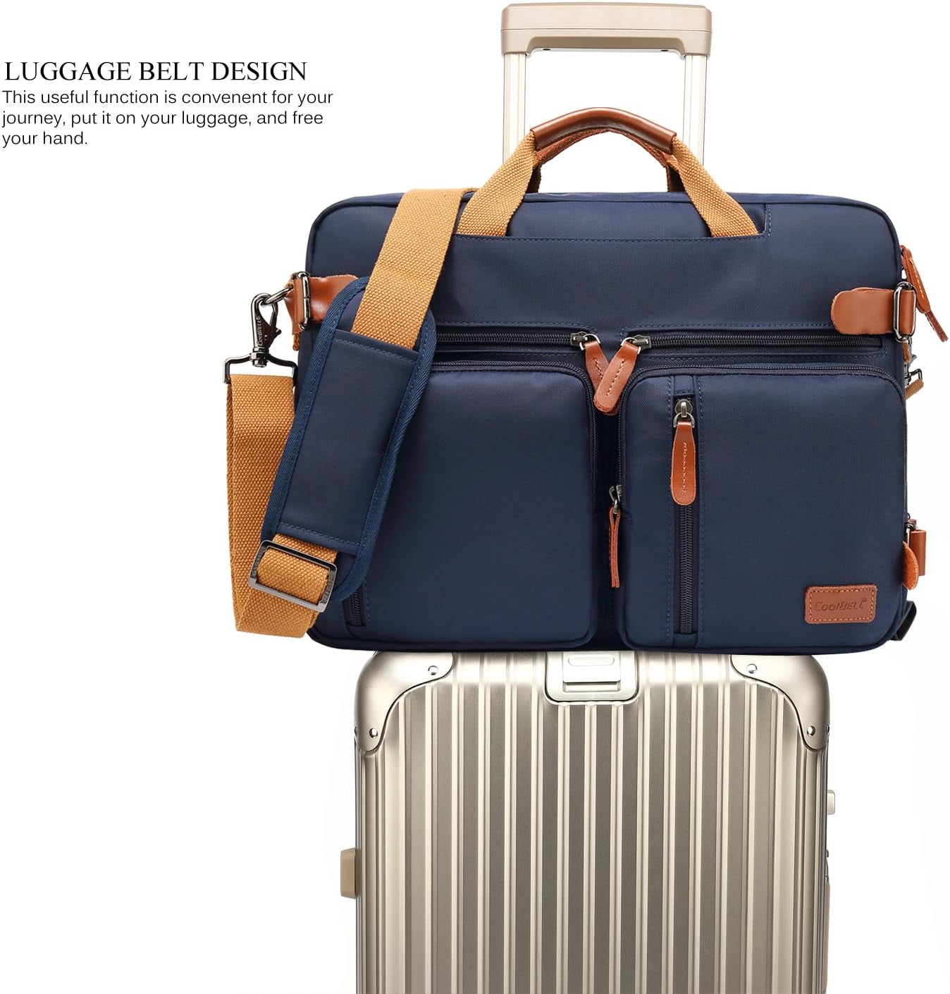 CoolBELL Convertible Backpack Messenger Bag Shoulder Bag Laptop Case Handbag Business Briefcase Multi-Functional Travel Rucksack Fits 17.3 Inch Laptop for Men/Women (Blue)