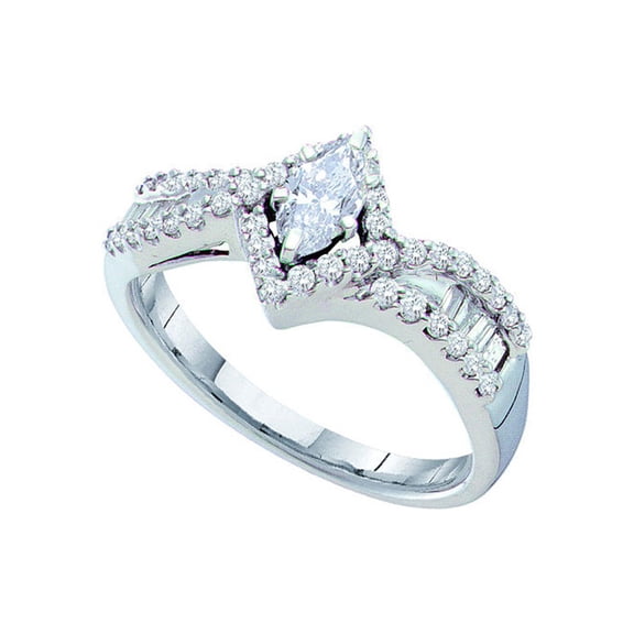 14kt White Gold Womens Marquise Diamond Solitaire Bridal Wedding Engagement Ring 3/4 Cttw