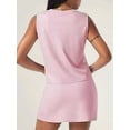 thumbnail image 6 of Two Piece Skirt Sets for Women Vacation Outfits Skirt Crew Neck Top Lounge Sets Pink S, 6 of 7