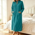 thumbnail image 2 of ShomPort Women Zip up Long Robe Fleece Long Sleeve Housecoat with Pockets Casual Soft Sleepwear, 2 of 5