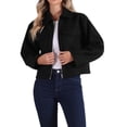 thumbnail image 1 of Chaqueta con Cremallera para Mujeres, con Cuello de Solapa, Dos Bolsillos, Manga Larga, Abrigo Casual Negro XL, 1 of 1