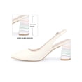 thumbnail image 2 of BLISSFUL STEP Slingback Strap Pointed Toe Sandals Colorful Chunky Heel Pumps for Women Light Beige 6.5, 2 of 7