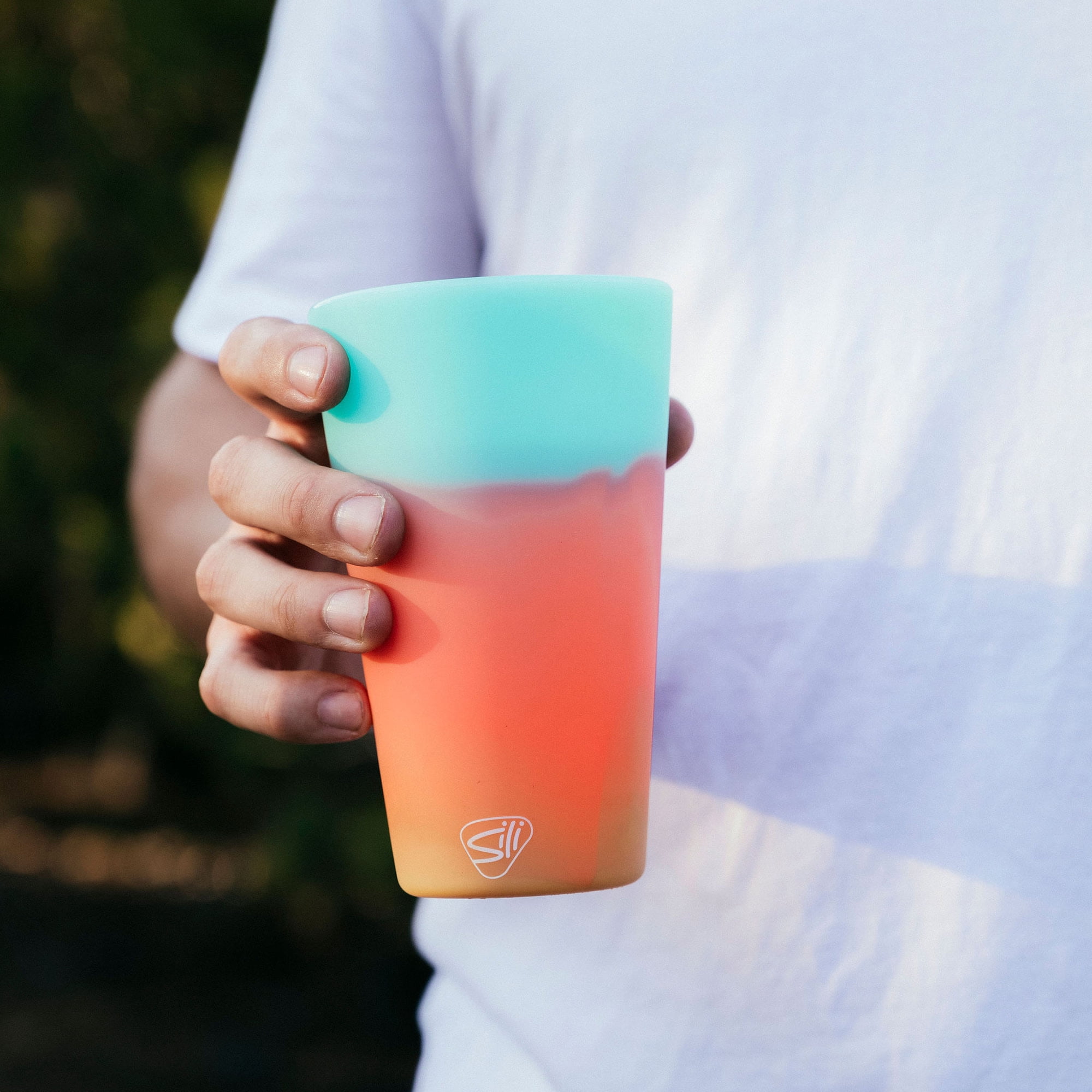 Silipint: Silicone Pint Glasses: 2 Pack - Aurora & Aqua - 16oz Unbreakable Cups, Flexible, Hot/Cold, Non-Slip Easy Grip
