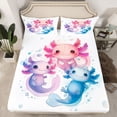 thumbnail image 2 of Homewish Blue Pink Axolotl Full Size Sheets for Kids, Kawaii Cartoon Animal Bed Sheets, Chic Watercolor Sheet Sets, Lightweight Room Decor, 4pcs, 2 of 7