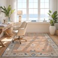 thumbnail image 3 of Design&I 5'x7' Washable Area Rug Flatweave & Daily Traffic Ready Blue Peach and Floral Elegance Intricate Botanical with Ornate Border for Guest Room, Lounge, Apartment, 3 of 7