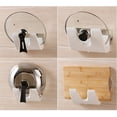 thumbnail image 4 of Estante para tapa de olla montado en la pared | Estante adhesivo no perforado | Diseño universal de plástico en forma de U para tapas de 8 a 12 pulgadas | Organizador de cocina que ahorra espacio |, 4 of 6