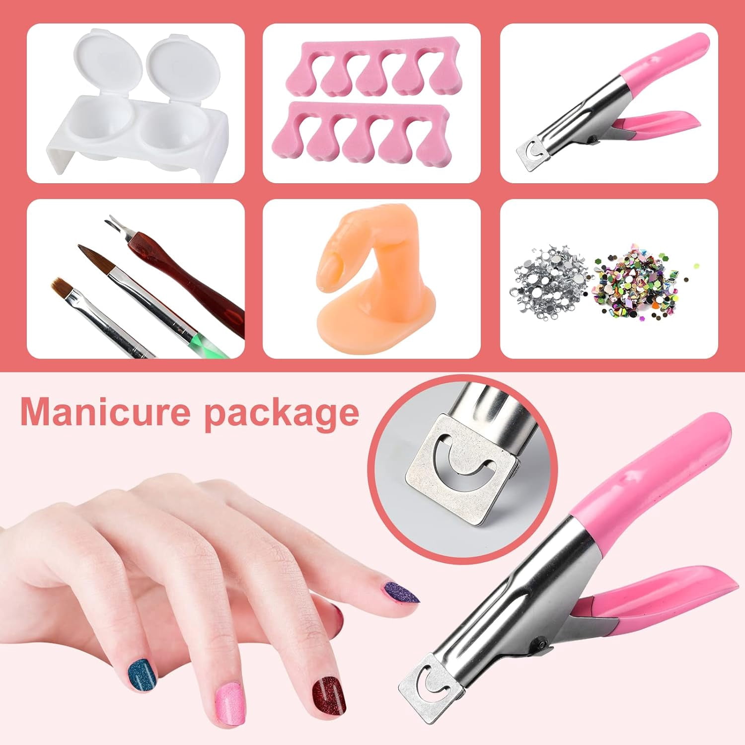 E Acrylic Nail Kit for Beginners with Everything, with Professional Gel Nail Polish Kit with UV Light Nail Kit Set Acrylic Powder Kit Nail Art Tips Nail Art Decoration,DIY Nail Art Tool Nail Supplies