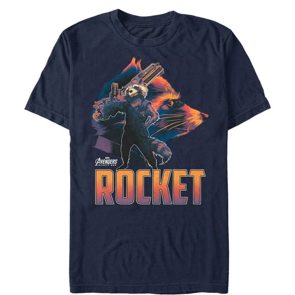 Men's Marvel Avengers: Avengers: Infinity War Rocket Portrait Graphic Tee Navy Blue Small