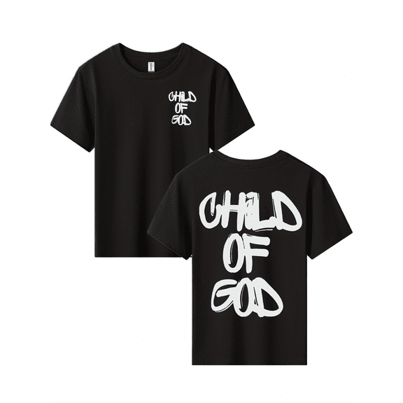 MAWOTEA [Double Side Print]Colorful Jesus Themed Graphic Print T-Shirt Double Sided,Casual Crew Neck Short Sleeve Top For Kids Boys And Girls