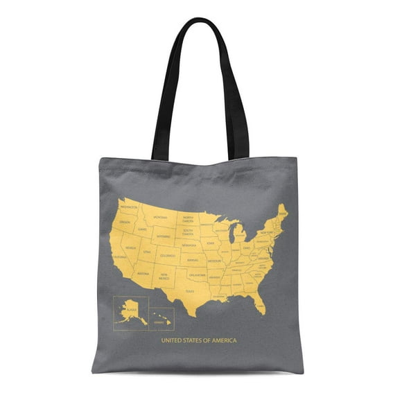 HATIART Canvas Tote Bag Usa Map Name of Countries United States America Us Reusable Shoulder Grocery Shopping Bags Handbag