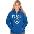 thumbnail image 3 of Hippie Peace Sign Make Love Not War Unisex Fleece Graphic Zip Up Hoodie Brisco Brands 4X, 3 of 6