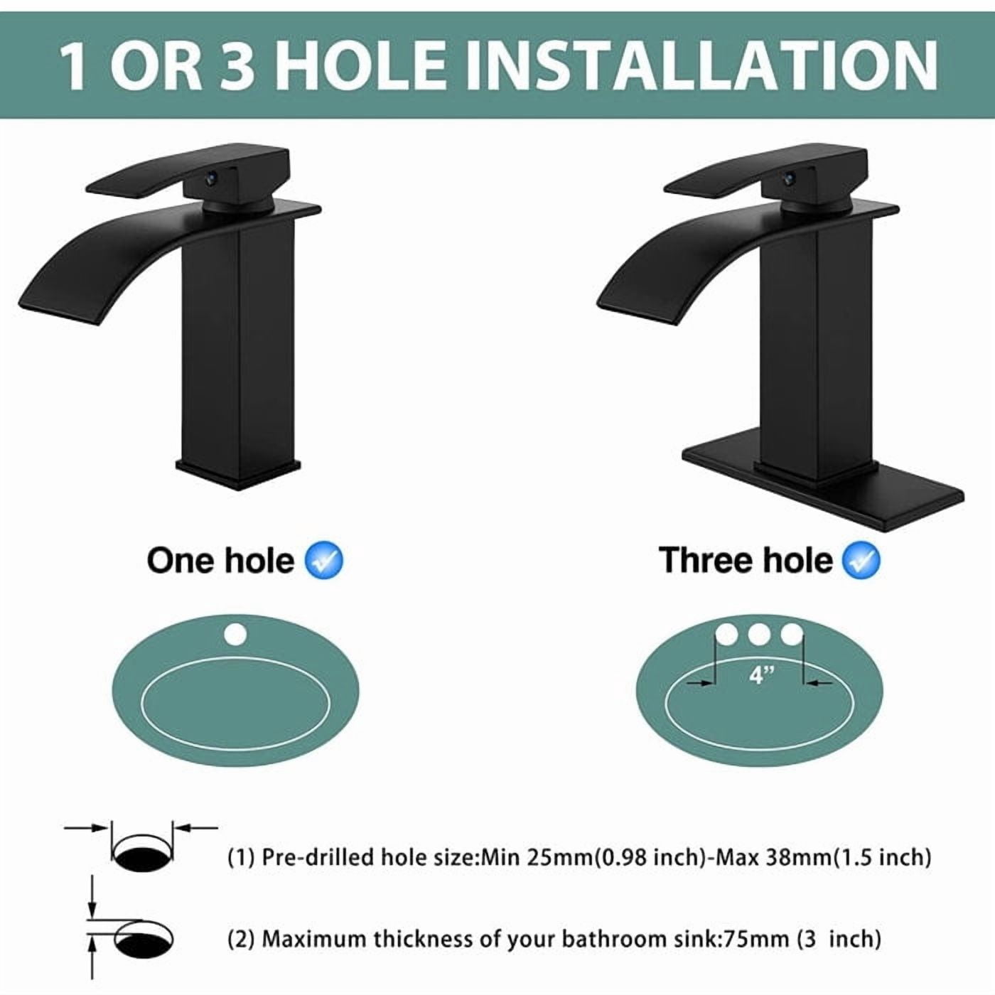 Black Bathroom Basin Sink Faucet 1Hole Single Handle Vanity Mixer with Drain