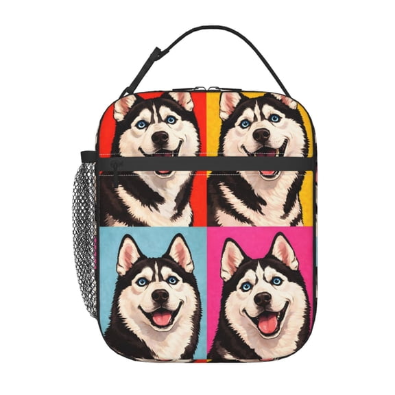Siberian Husky Pop Art Lunch Bag Portable Thermal Lunch Box for Men and Women