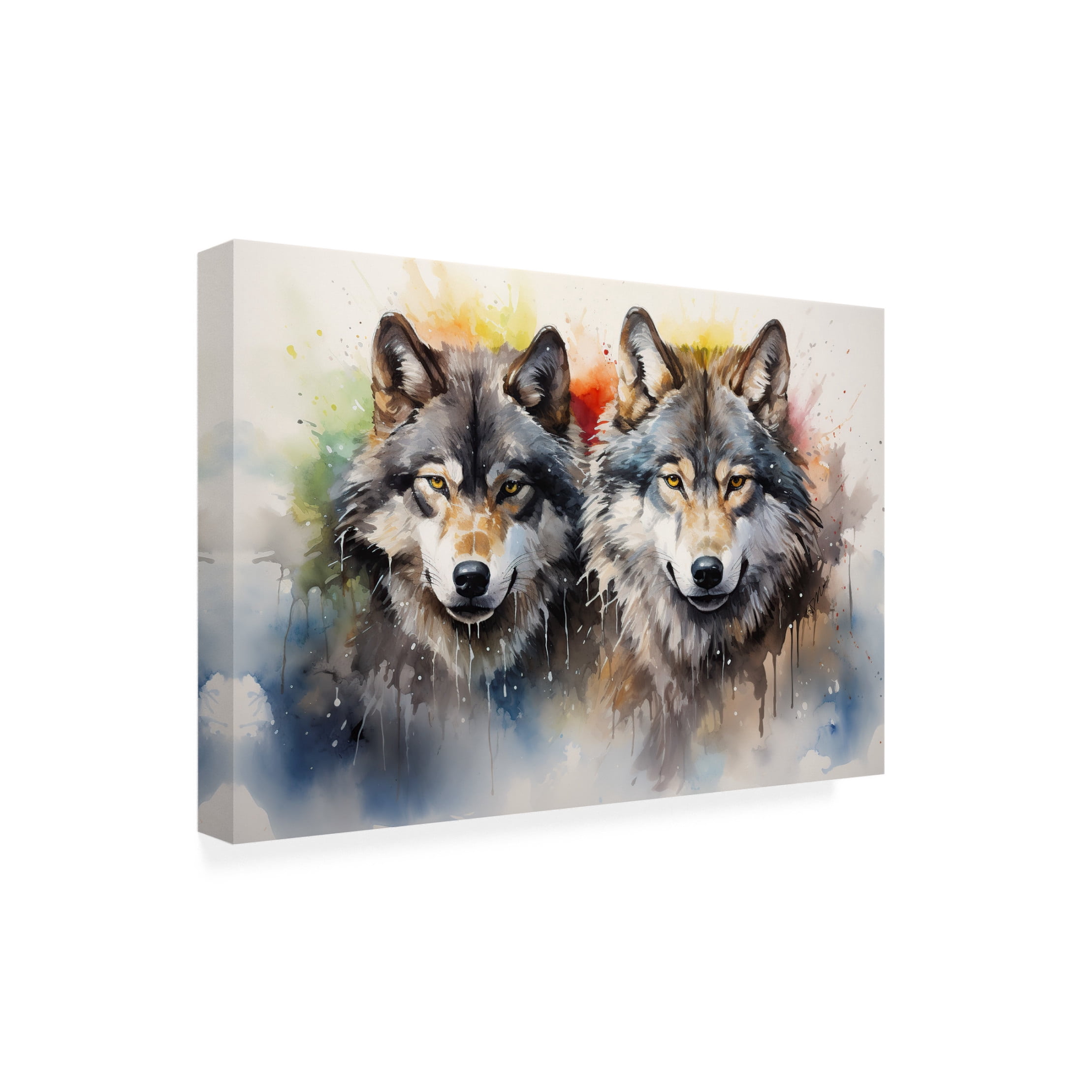 Canvas Wall Art - Momart 'Wild Life Of Predators In Watercolor 8' Wall Art for Living Room, Bedroom, or Office Décor by Trademark Fine Art - 24 x 16 Inches