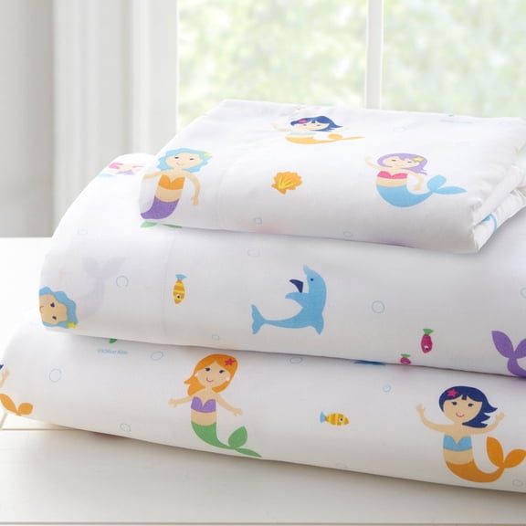 Wildkin Kids Microfiber Sheet Set for Boys and Girls - Toddler (Mermaids)