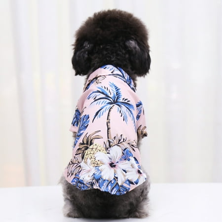FAMTKT Dog Shirt Dog Clothes Fashionable Pet Clothing Dog Sweatshirt Hawaiian Pet Shirt with Beach Trees Shirt for Small-Medium Dogs and Cats Pet Supplies
