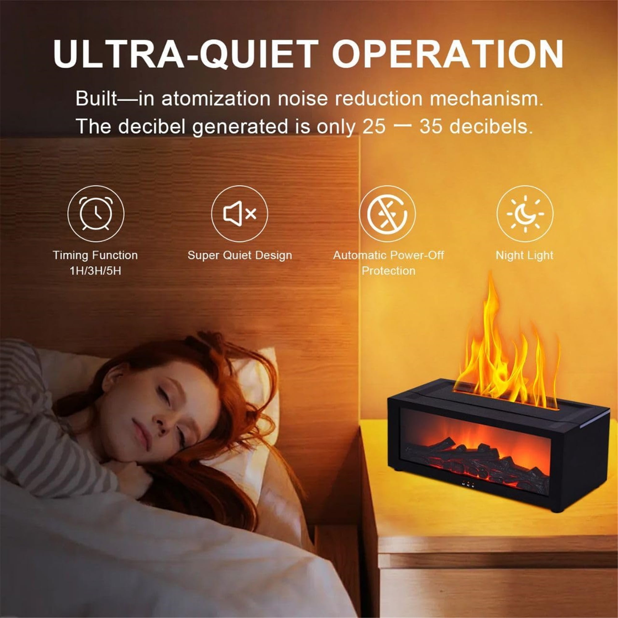 Mini Fireplace Diffusers Fireplace Humidifier with Remote 150ml Fireside Ultrasonic Humidifier Bonfire Flame Diffuser with 7 Colors Light for Home Room Office,Black,1,1