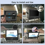 WONNIE 7.5” Dual DVD Player for Car, Portable Dual Screen DVD Player for Kids with Strap, AV In/Out, Support Play Same or Two different Videos/USB/SD, Best Kids Gift (Without Built-in Battery)