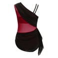 thumbnail image 4 of dPois Combinaison Asymétrique pour Filles Justaucorps de Danse Ballet Rythmique Froncé Bourgogne 12, 4 of 7