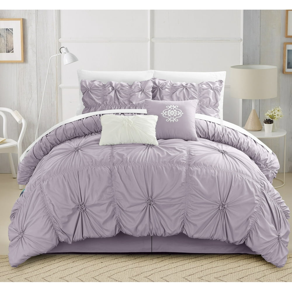 Chic Home Hyatt 6 Piece Comforter Set Floral Pinch Pleated Ruffled