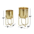 thumbnail image 4 of DecMode 16", 13"H Brushed Dome Gold Metal Planter with Curved X-Shaped Stands (2 Count), 4 of 12