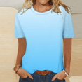 thumbnail image 2 of Pxiakgy Basic T Shirts for Women Women‘S Short Sleeve Gradient Color Fashion Round Neck Casual T Shirt Gradient Color Short Sleeve Casual Summer Tops Trendy Solid Loose Fit Tshirt White M, 2 of 5