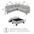 thumbnail image 7 of Flare 99W L Shaped Sectional Couch with Ottoman in Light Gray Microsuede Fabric, 7 of 7