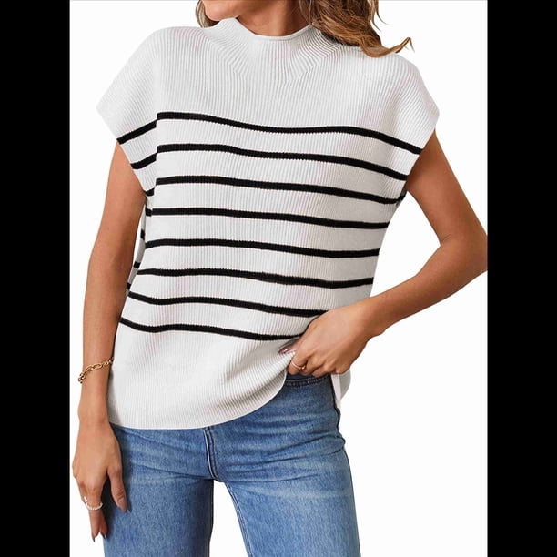 Suéter A Rayas con Cuello Alto y Mangas para Mujer (2025), Color , Talla M