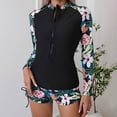 thumbnail image 5 of vigerkar Women Two Piece Rash Guard Long Sleeve Zip Front Swimsuit UPF 50+ Swimwear Surf Suit (Black, M), 5 of 8