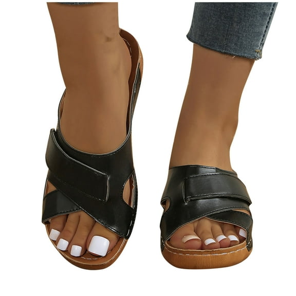 Admvng Shoes for Women Flat Slide Sandals Ladies Casual Slope Heel Summer Beach Shoes 36-43