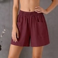 thumbnail image 4 of Admvng Linen Shorts for Women Elastic Waist Casual Loose Lightweight Breathable Shorts, 4 of 6