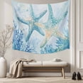 thumbnail image 5 of Teal Blue Coastal Tapestry for Bedroom Wall Hanging Tapestry, Summer Ocean Starfish Coral Ceiling Backdrop Tapestries Poster Blanket Wall Decor for Teens Room Living Room Dorm 39" x 59", 5 of 8