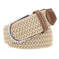 thumbnail image 2 of Leather Covered Buckle Woven Elastic Stretch Belt 1 3/8" Width Stretch Belts for Men, 2 of 6