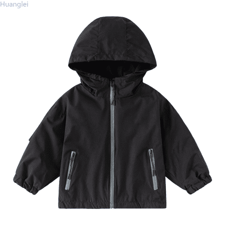 Huanglei Boys Windbreaker Jacket For Kids Lightweight Hooded Zipper Coat Outdoor Casual School Jacket For Boys Age 2 To 13 Years Long Sleeve Coat 4-5 Years