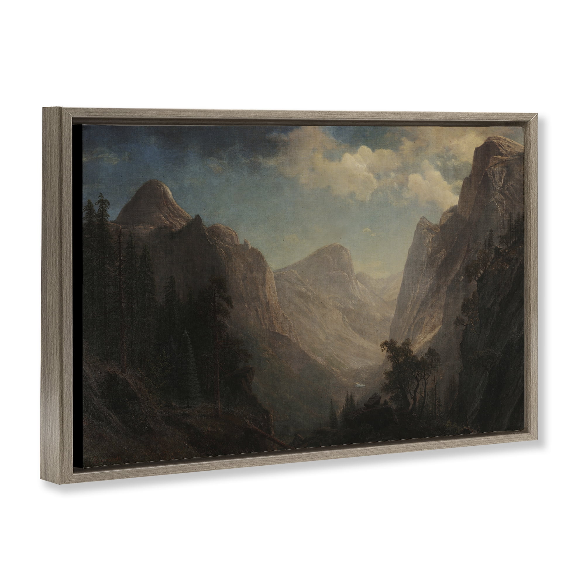 Stupell Industries Classic Bierstadt Valley Landscape Landscape & Nature Painting Brown Floater Framed Canvas Art Print Wall Art, 31 x 21