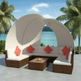 thumbnail image 1 of vidaXL 9 Piece Garden Lounge Set with Canopies Poly Rattan Brown, 1 of 4