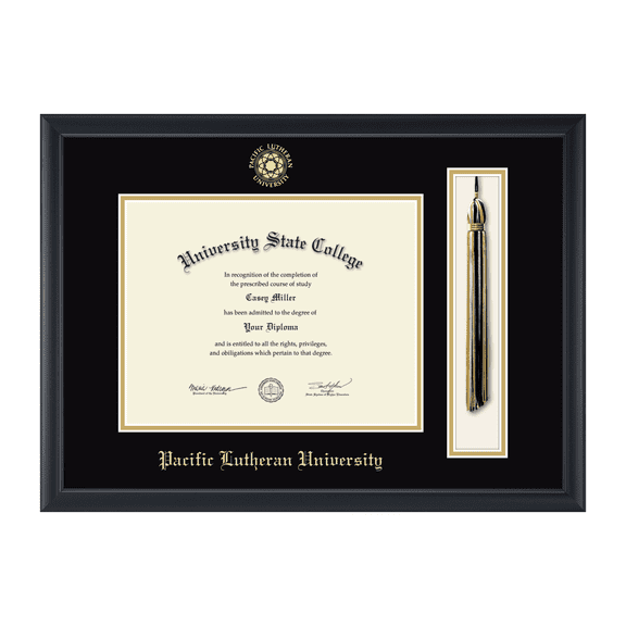 Framerly - PLU Tassel Diploma Frame with Black and Gold Mat