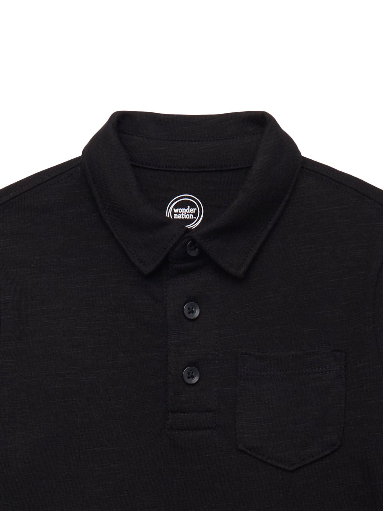 Wonder Nation Boys Short Sleeve Slub Polo Shirt, Sizes 4-18 & Husky