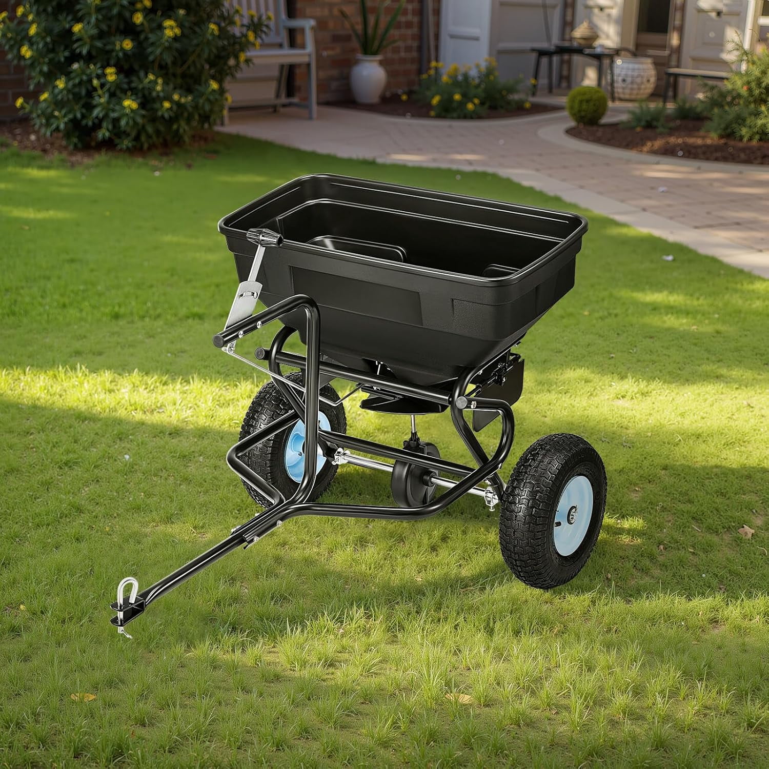 Garden Peat Moss Roller, Compost Spreader, 24 in Wide Heavy Duty Grass Seed Spreaders with T Shaped Handle, 3 Heights Adjustable, Powder-Coated Steel Peat Moss Spreader for Planting Seeding