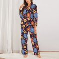 thumbnail image 2 of Pajama Sets for Women 2 Pcs, hand drawn flowers_A Button Down Long Sleeve Sleepwear Lounge PJ Sets, 2 of 6