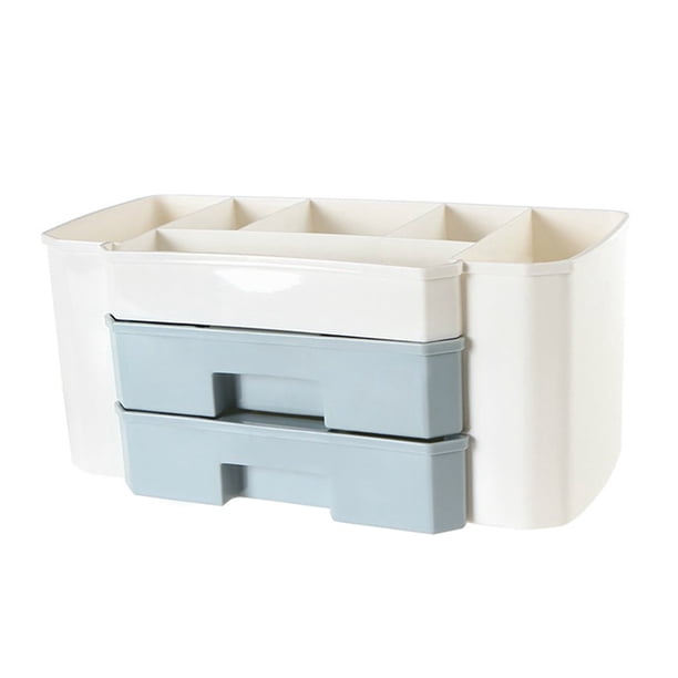 Organizador de maquillaje con cajones. Almacenamiento de plástico para el baño. Portacepillos y pintalabios. Diseño con cajones. Gran capacidad